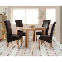 Evelyn Oak Dining Set With 4 Brown Oak Dining Chairs