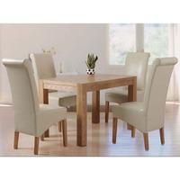 Evelyn Oak Dining Set With 4 Cream Oak Dining Chairs