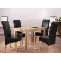Evelyn Oak Dining Set With 4 Black Oak Dining Chairs