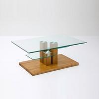 Evesham Glass Coffee Table In Clear With Knotty Oak Base