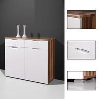 Event Sideboard In Gloss White Walnut With 2 Doors And 2 Drawers