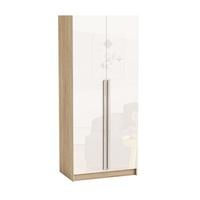 evita wardrobe in brushed oak and white high gloss with 2 doors