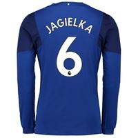 everton home shirt 201718 long sleeved with jagielka 6 printing blue