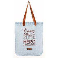 Every Girl Is A Superhero Sometimes – Light Blue Denim & Light Brown Leather