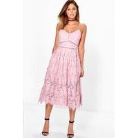 eva corded strappy skater dress blush