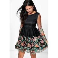 Eva Embroidered Prom Dress - black