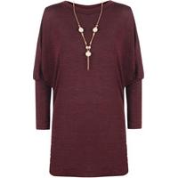 Evelin Knitted Batwing Necklace Top - Wine