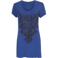 evita beaded short sleeve swing top royal blue