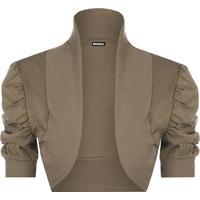 Evvie Short Sleeve Shrug - Mocha