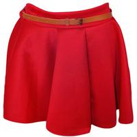 Evonne Belted Skater Skirt - Red
