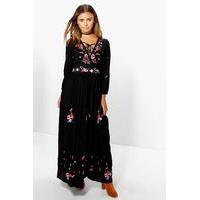 Evelyn Embroidered Maxi Dress - black