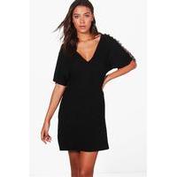 Evie Tassel Trim Beach Dress - black