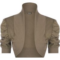 Evvie Short Sleeve Shrug - Mocha