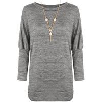 evelin knitted batwing necklace top grey