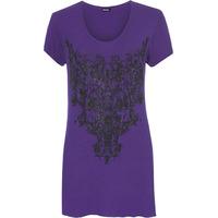 Evita Beaded Short Sleeve Swing Top - Purple