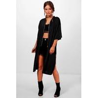 evie zip front oversized duster jacket black