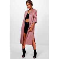 Evie Zip Front Oversized Duster Jacket - rose