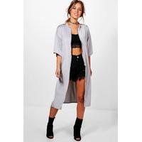 Evie Zip Front Oversized Duster Jacket - silver