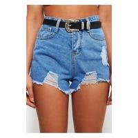 Evie High Waisted Distressed Denim Shorts