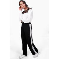 Eve Contrast Panel Wide Leg Relaxed Trouser - ivory