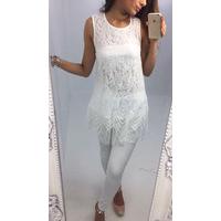 Evette white crochet drape hem vest