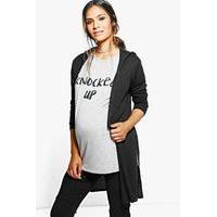 Eva Hooded Side Split Cardigan - black