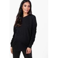 evie ruched sleeve sweat top black