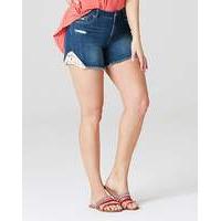 evie crochet hem denim shorts