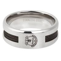Everton Stainless Steel Black Inlay 10mm Band Ring