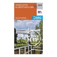 Explorer Active 204 Worcester & Droitwich Spa Map With Digital Version