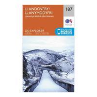 Explorer 187 Llandovery, Llanwrtyd Wells & Lyn Brianne Map With Digital Version