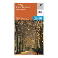 Explorer 193 Luton & Stevenage, Hitchin & Ampthill Map With Digital Version