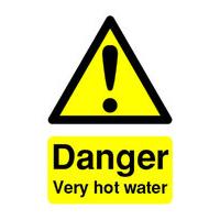 Extra Value Self Adhesive Danger Hot Water Sign - 70x50mm