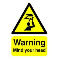 extra value a5 self adhesive warning sign mind your head
