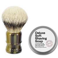 Executive Shaving Big Jock Silvertip Badger Shaving Brush with Faux Horn Handle and Lime Scented Soft Shaving Soap