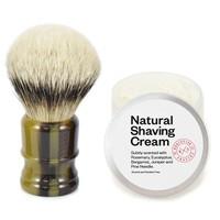 Executive Shaving Big Jock Silvertip Badger Shaving Brush with Faux Horn Handle and Natural Shaving Cream