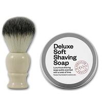 Executive Shaving Faux Ivory Handle Synthetic Hair Shaving Brush and 100g Deluxe Soft Shaving Soap Lime Scent