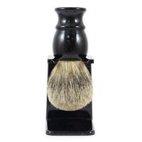 Executive Shaving Best Badger Hair Shaving Brush With Black Resin Handle And Drip Stand