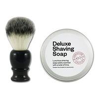 Executive Shaving Black Handle Synthetic Hair Shaving Brush and 100g Deluxe Soft Shaving Soap Lime Scent