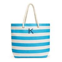 Extra Large Wide Stripe Cabana Tote - Sky Blue