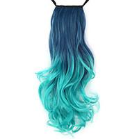 excellent quality synthetic 18 inch long wavy gradient ribbon ponytail ...