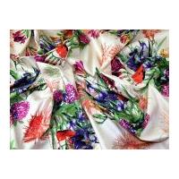 Exotic Floral Print Jardin Stretch Cotton Sateen Dress Fabric Cream