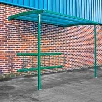 Extension Wall Mounted Bike Shelter with integral rack Blue