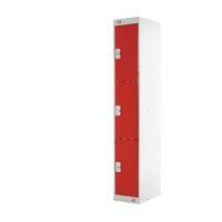 Express Standard Locker Three Compartments Red 450mm Deep MC00159