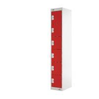 Express Standard Locker Six Compartments Red 300mm Deep MC00150