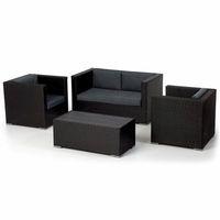 ExoGarden Megara Black 4-Piece Sofa Set with Coffee Table