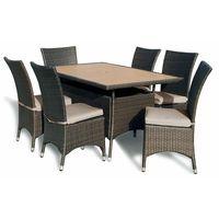 ExoGarden Megara Brown Rectangle Table and 6 Dining Chairs
