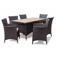 ExoGarden Megara Brown Rectangle Table and 6 Armchairs