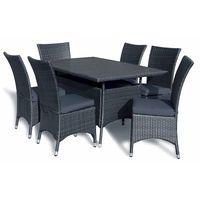 ExoGarden Megara Black Rectangle Table and 6 Dining Chairs