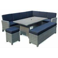 ExoGarden Elounda Grey Weave 10 Seat Corner Dining Set with Cushions